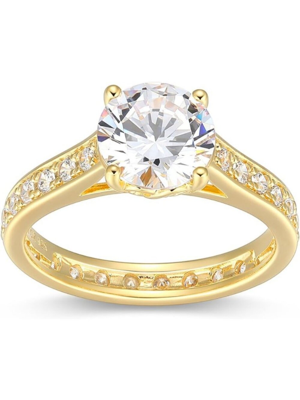 Elegant 18k Yellow Gold Plated CZ Engagement Ring, Sizes 5-9, Perfect Gift